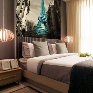 Fototapety turkusowo brązowe - fototapeta wieża eiffla