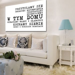 Plakaty w ramach na ściany w mieszkaniu - obrazy znapisami