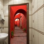 naklejka z czerwoną uliczką