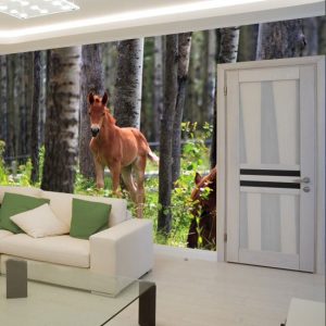 fototapeta konie w lesie