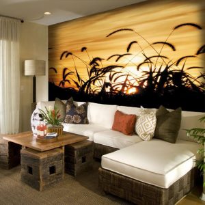 fototapeta zboże o zachodzie słońca