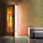 Fototapety na drzwi ozdoby - okleina na drzwi pomarańczowy korytarz