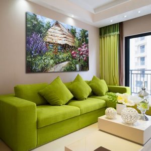 plakat z chatą kryta strzechą