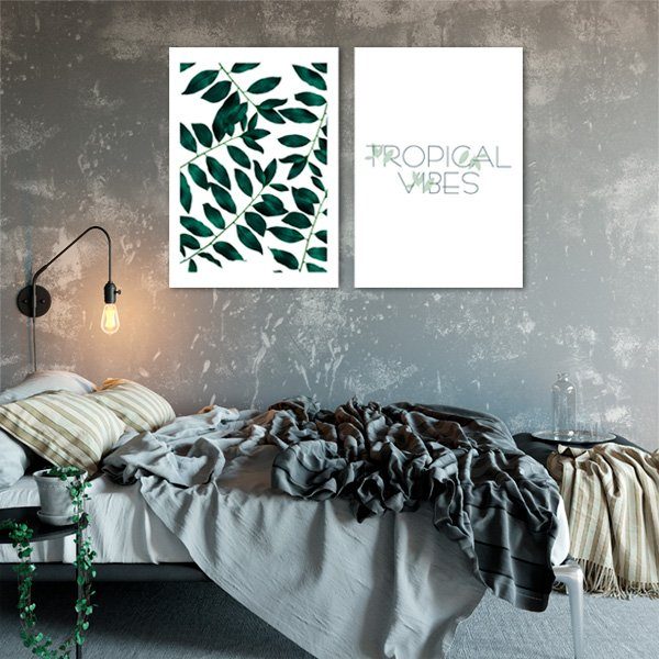 plakat z tropikalnym elementami