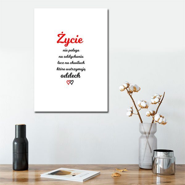 Plakat z napisem o życiu