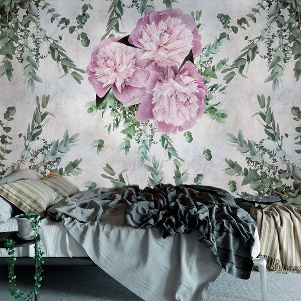 fototapeta piwonie i liście