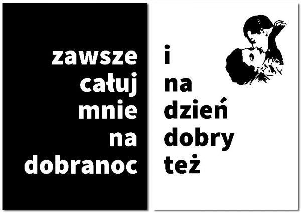 dyptyk z napisem o całowaniu