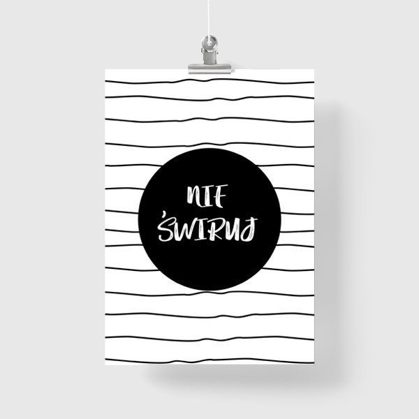 czarno-biały plakat z napisem