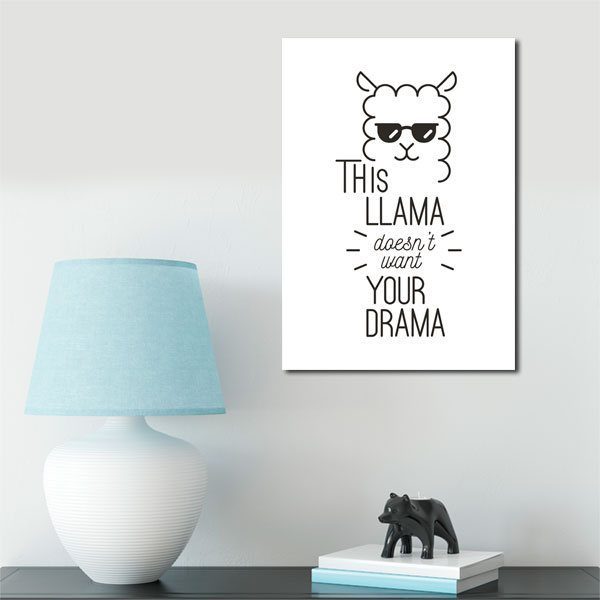 czarno-biały plakat z lamą
