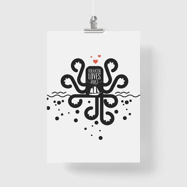 kraken loves boat jako plakat