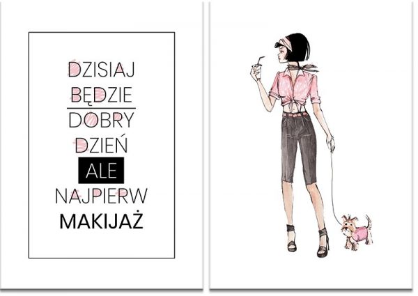 kobieta z psem i napisami