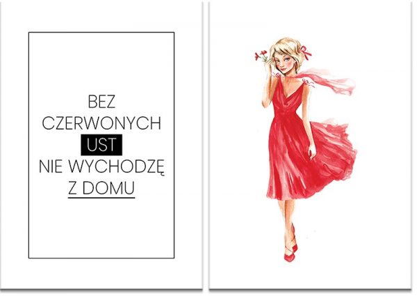 kobieta i napis jako dyptyk