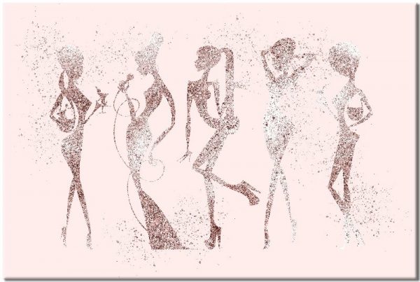 brokatowy i miedziany obraz z kobietami