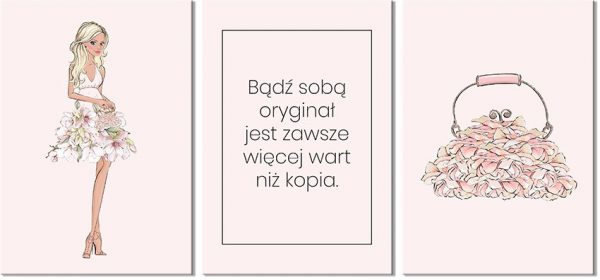 tryptyk różowy od salonu