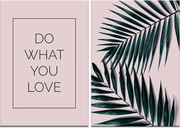 dyptyk z zielonymi liśćmi palmy