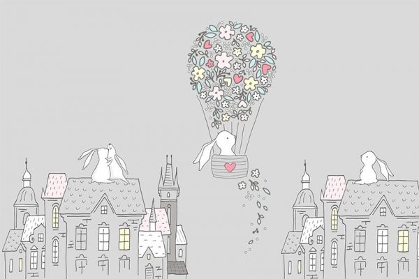 dziecięca fototapeta z białymi królikami