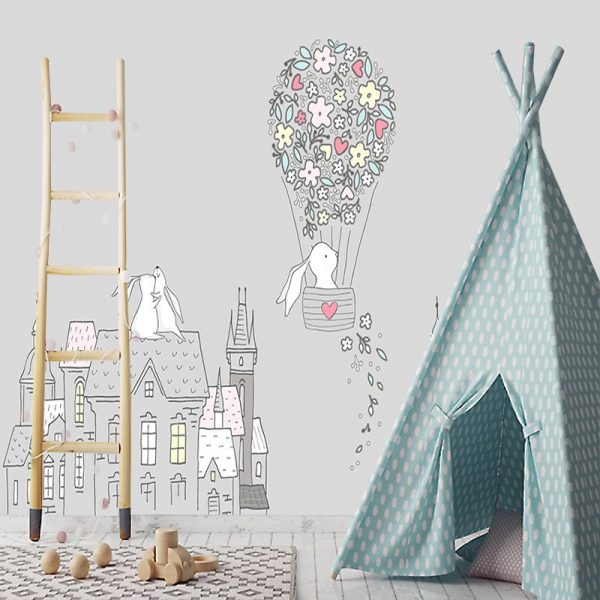 króliki białe na fototapecie