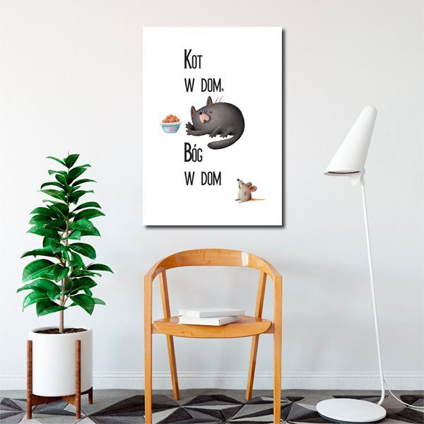 plakat ze śpiącym kotkiem i napisem