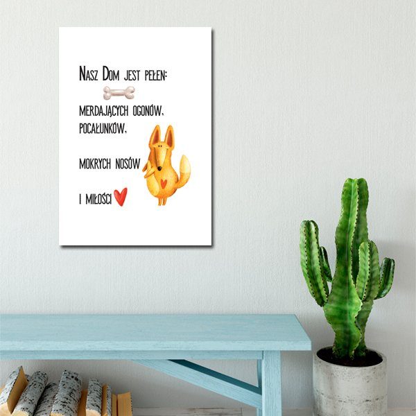 czarny napis z psem jako plakat