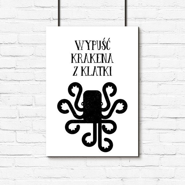 plakat z krakenem czarnym