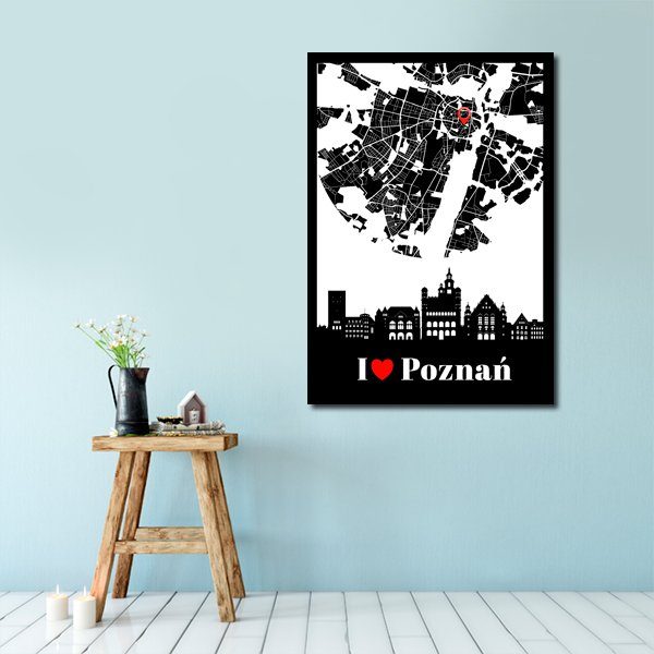 plakat czarno-biało-czerwony z Poznianem