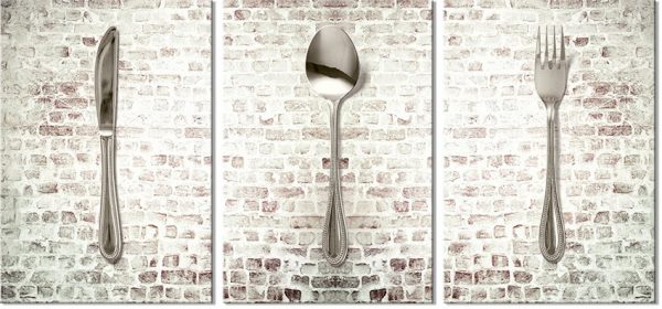 tryptyk z widelcem, nożem i łyżką