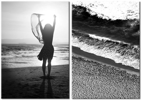 dyptyk z dziewczyną i morzem