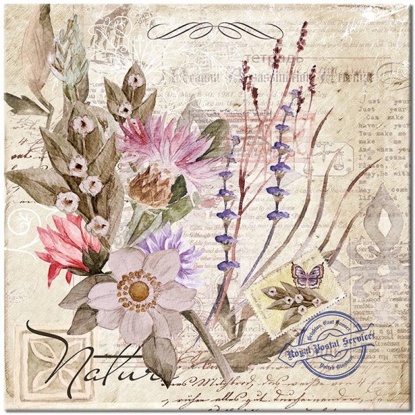 kwiaty w stylu retro na plakacie