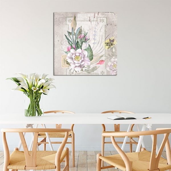 plakat retro z motywem kwiatów