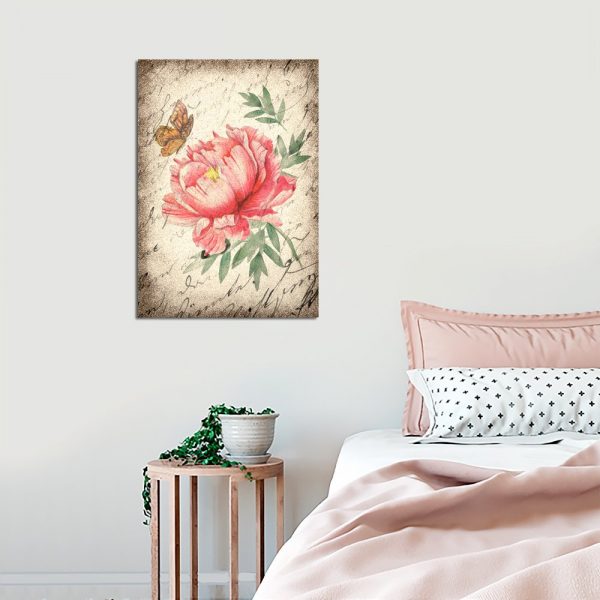 vintage plakat z kwiatkiem
