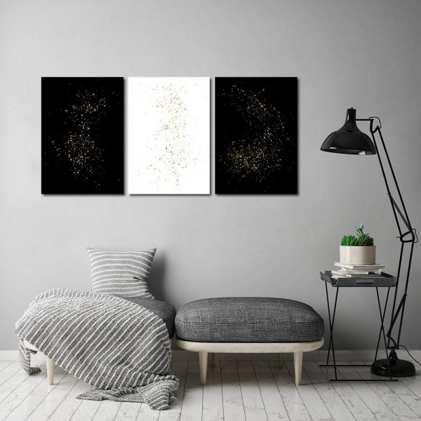 tryptyk z kropkami w kolorze złota