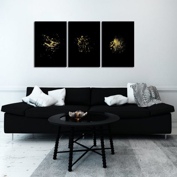 tryptyk czarny ze złotymi plamkami