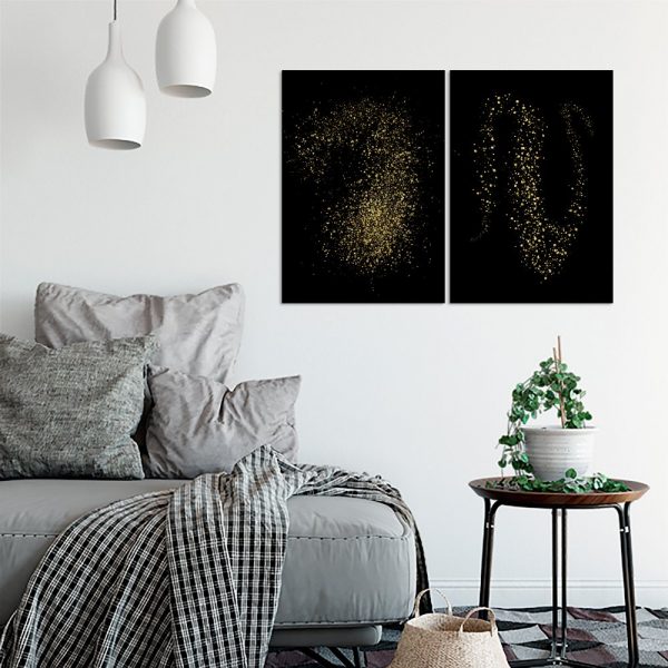 złote wzorki na dyptyku