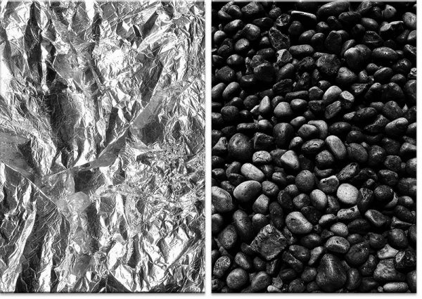 czerń i biel jako dyptyk z kamieniami