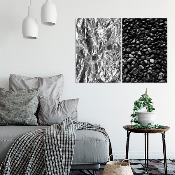 dyptyk z motywem kamieni i sreberka