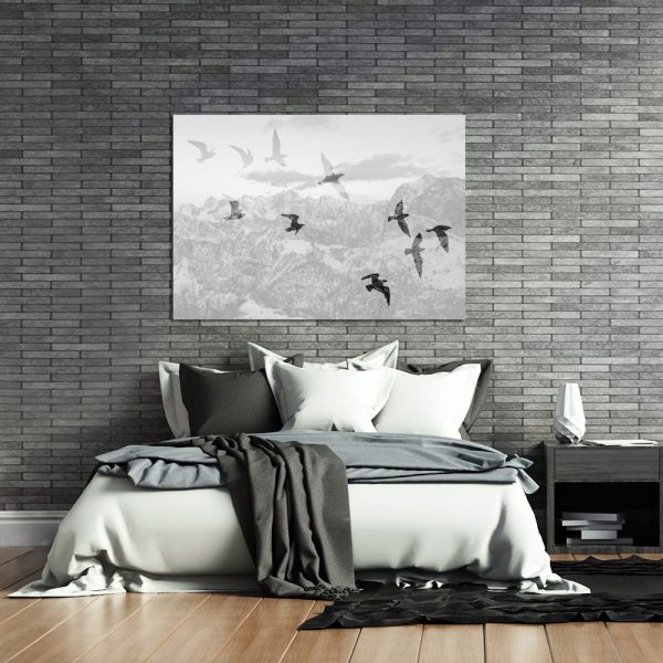 czarno-biały plakat z ptakami