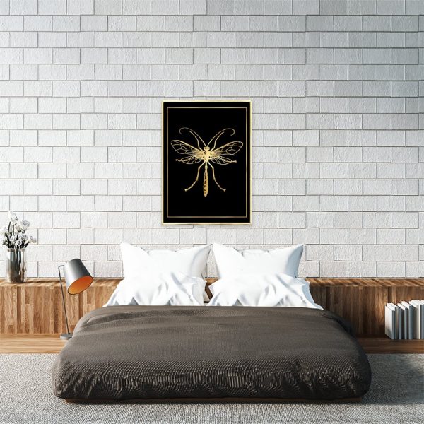 ważka na czarnym plakacie