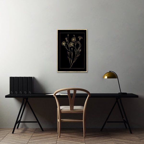 złoty plakat i kwiat