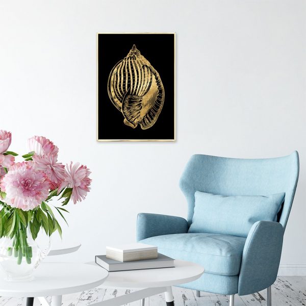 złota muszla na plakacie