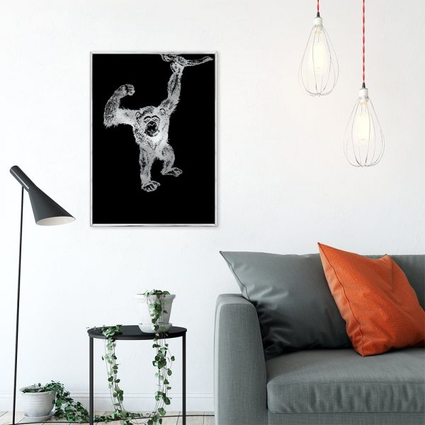 małpka na srebrnym plakacie