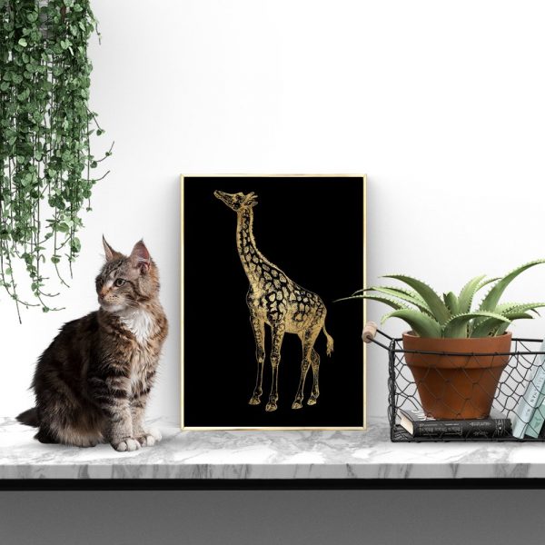 metaliczny plakat z żyrafką