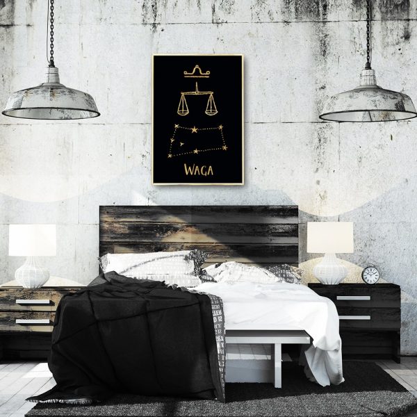złoty plakat znak zodiaku waga