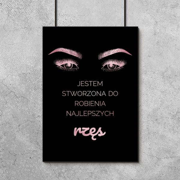 różowy plakat metaliczny na ścianie