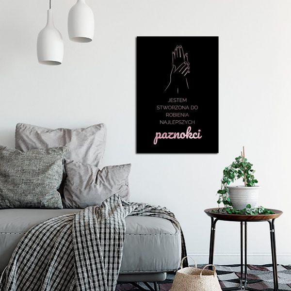 różowy plakat rose gold z paznokciami