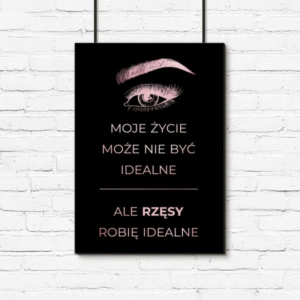 pionowy plakat rose gold o rzęsach