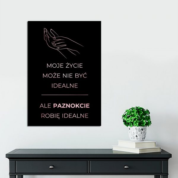 napisy o paznokciach na plakacie rose gold