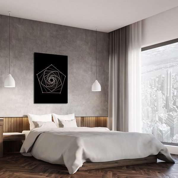 rose gold ornametnt z czarnym tłem