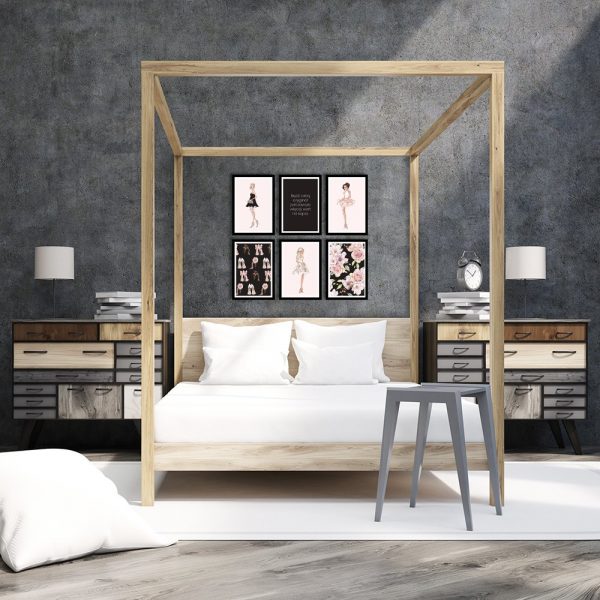 Zestaw plakatów z ilustracjami kobiet i cytatem