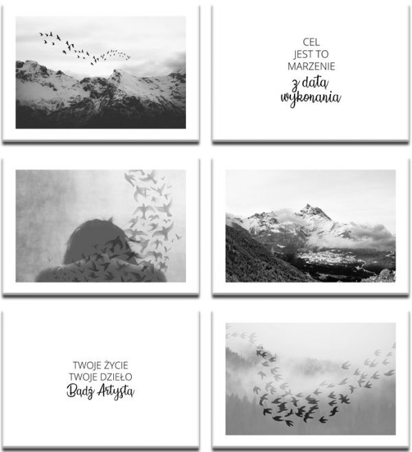 Czarno-biały zestaw plakatów do dekoracji salonu