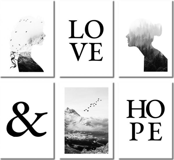 Plakaty hope & love do dekoracji salonu